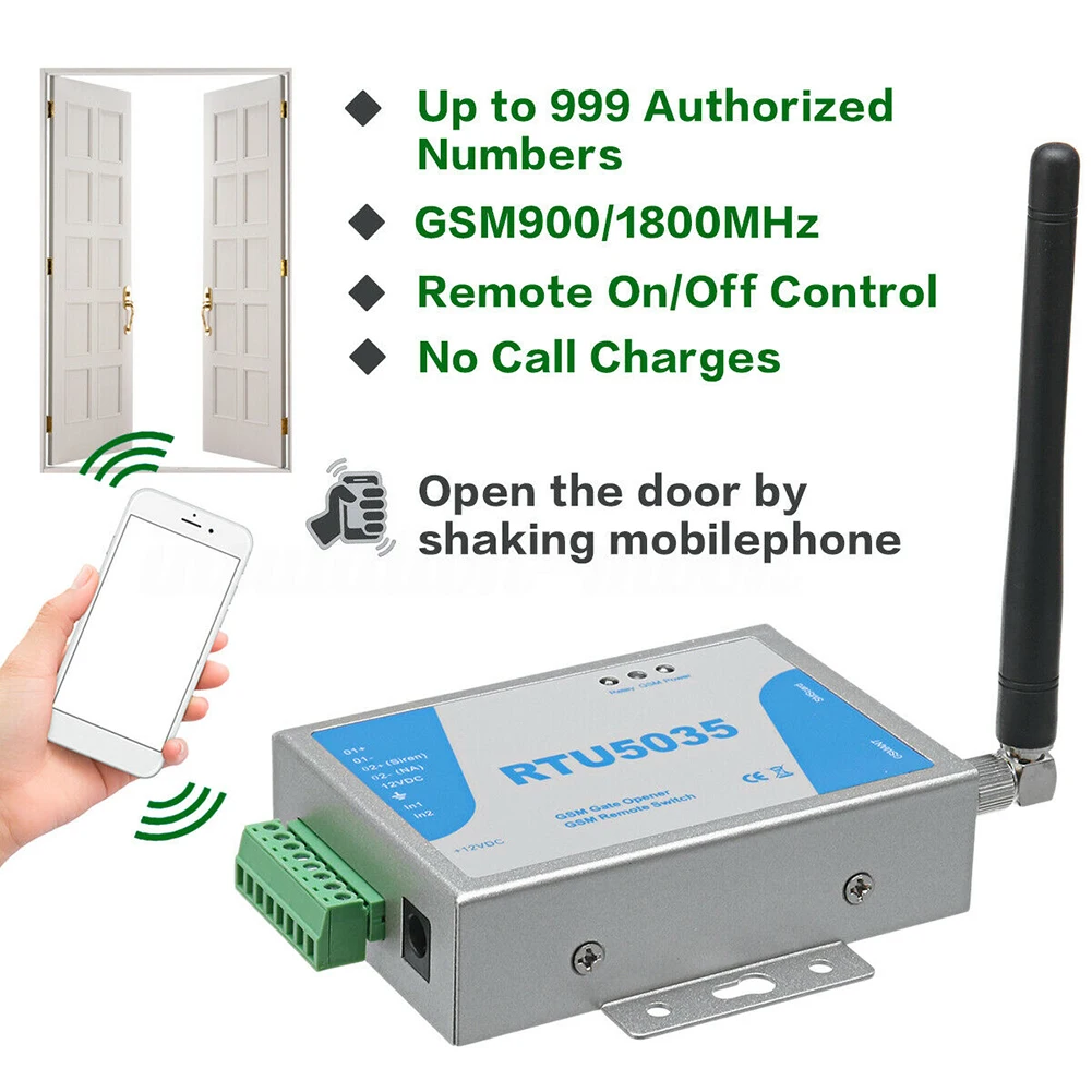 RTU5035 GSM Gate Opener Relay Switch Long Antenna Door Opener Up To 999 Authorized Numbers Wireless Remote Control Door Acces