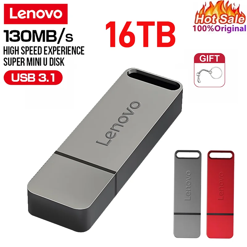 Lenovo Metal 16TB U Disk Flash Drive USB 3.0 High Speed File Transfer 8TB 4TB Ultra-large Capacity Waterproof Mechanical Style