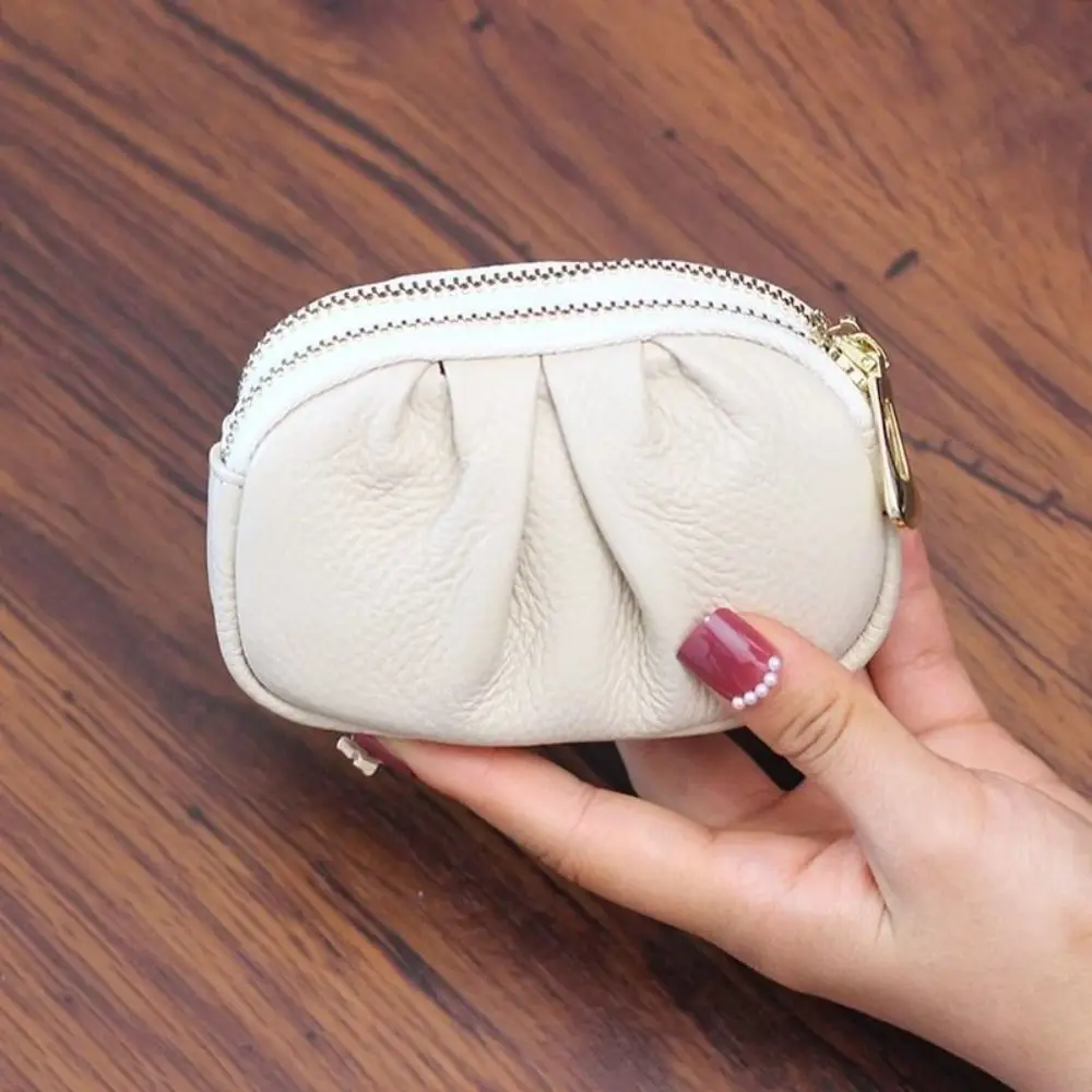 بطاقة جيب ريترو الليتشي نمط المحفظة مزدوجة سستة بو الجلود البسيطة عملة المحفظة حامل البطاقة متعددة الوظائف محفظة قصيرة هدية