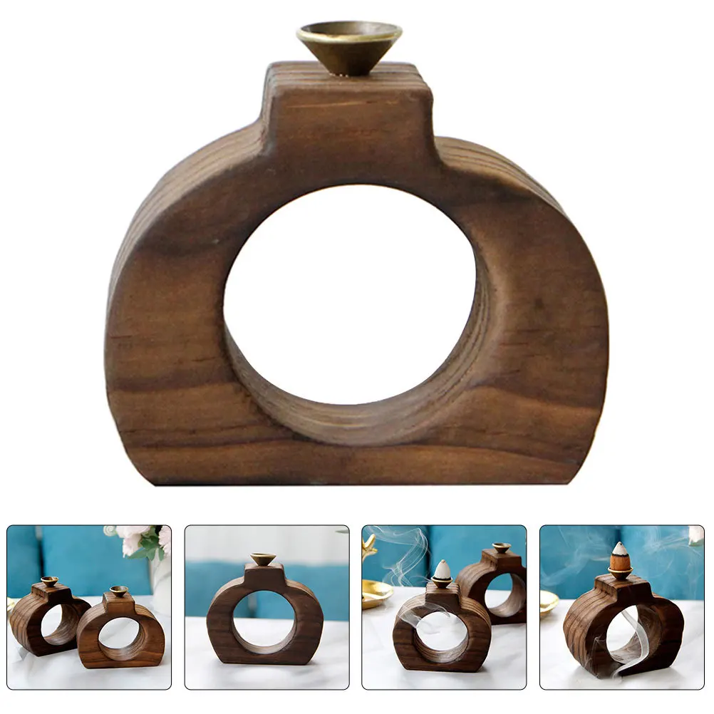 

Wood Incense Burner Backflow Cone Holder Tea Ceremony Aroma Stove Indoor Decoration Stress Relief Aid