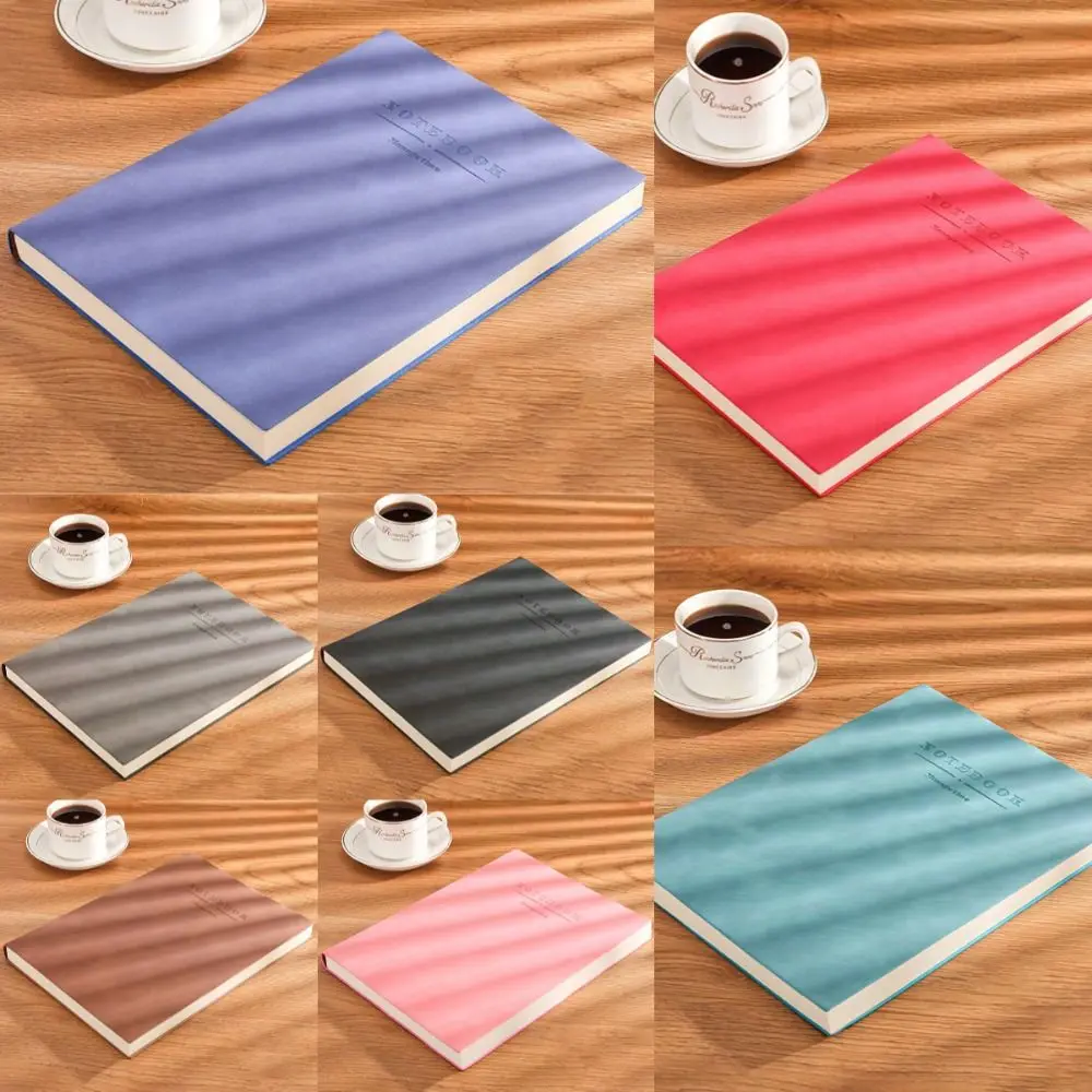 Large Leather A4 Notebook Soft Cover Thickened Agenda Notepad Student Stationary Blank Lined Meeting Record Handbook School