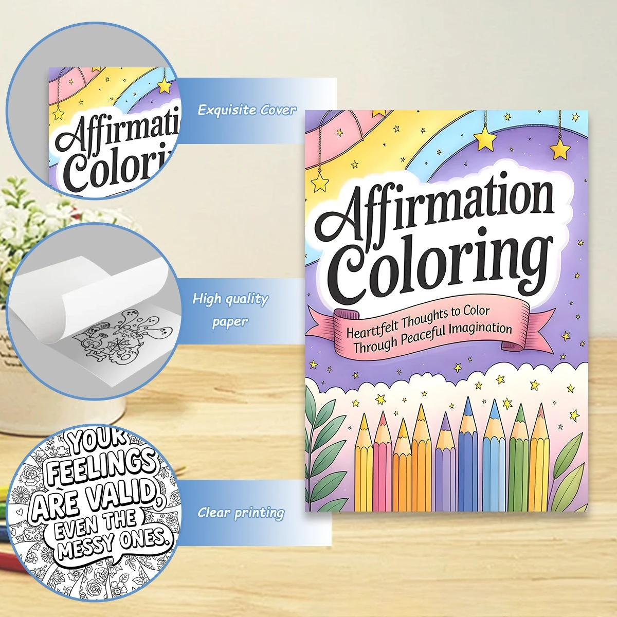 A4 Thick Positive Affirmation Coloring Book Anti-Bleed Stress Relief Drawing Graffiti Notebook For Adults Teens