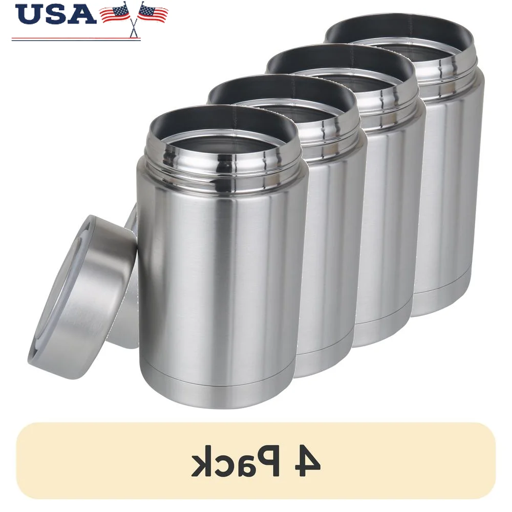 

4 Pack 16oz Insulated Food Jar Stainless Steel Airtight Storage Snacks Meals Dips School Work