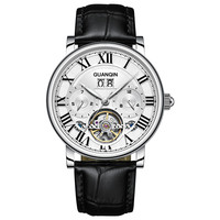 GUANQIN Multifunctional Mechanical Luxury Men's Watches Leather Strap Steel Case Waterproof Man Clock Sapphire Tourbillon Watch