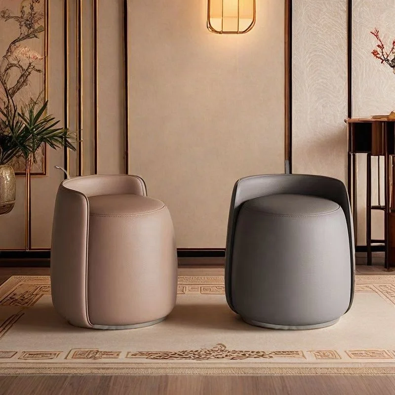 

*/-* Simple Modern Stool Light Luxury Rotatable Living Room Tea Table Makeup Chair Low Stool For Shoe Changing Bedroom Use