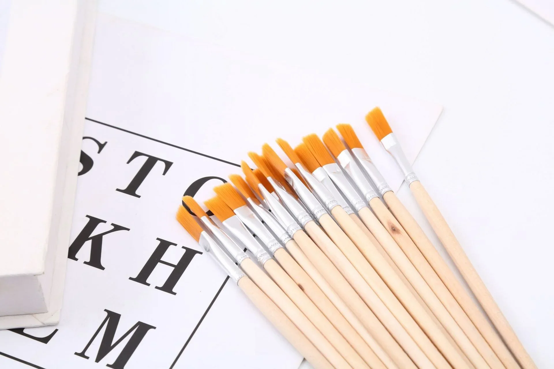 10 Stück/30 Stück/50 Stück/100 Stück Flachpinsel mit Nylonborsten, Stift mit Spitze, Zeichenstift – Detail 3