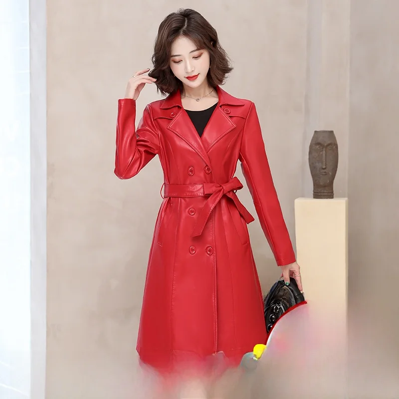 Giacca in Pelle di Agnello Slim Fit di Media Lunghezza per Donna Primavera 2025, Giacca a Vento in Vera Pelle Heining, Capospalla Stile Coreano