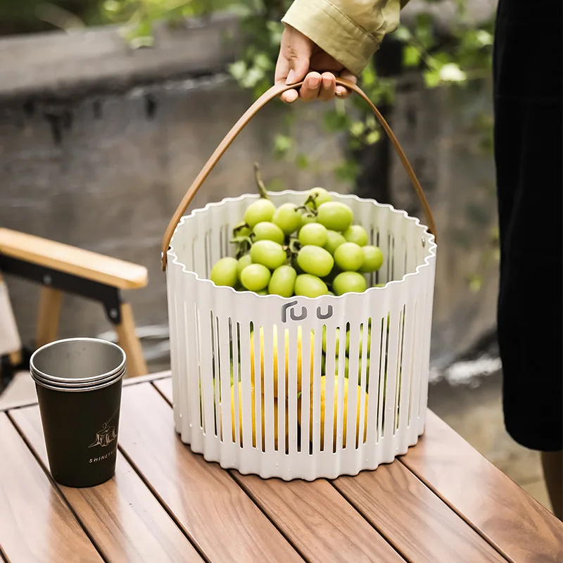 Hand-held Basket Outdoor Camping Picnic Fruit Basket Fruit Tray Living Room Snacks Dried Fruit Storage Basket