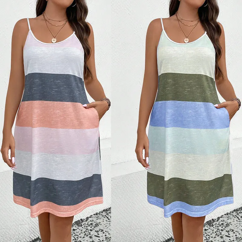 Women's Large Size Printed Suspenders Dress Spring Summer European And American Style Independent Station Clothing