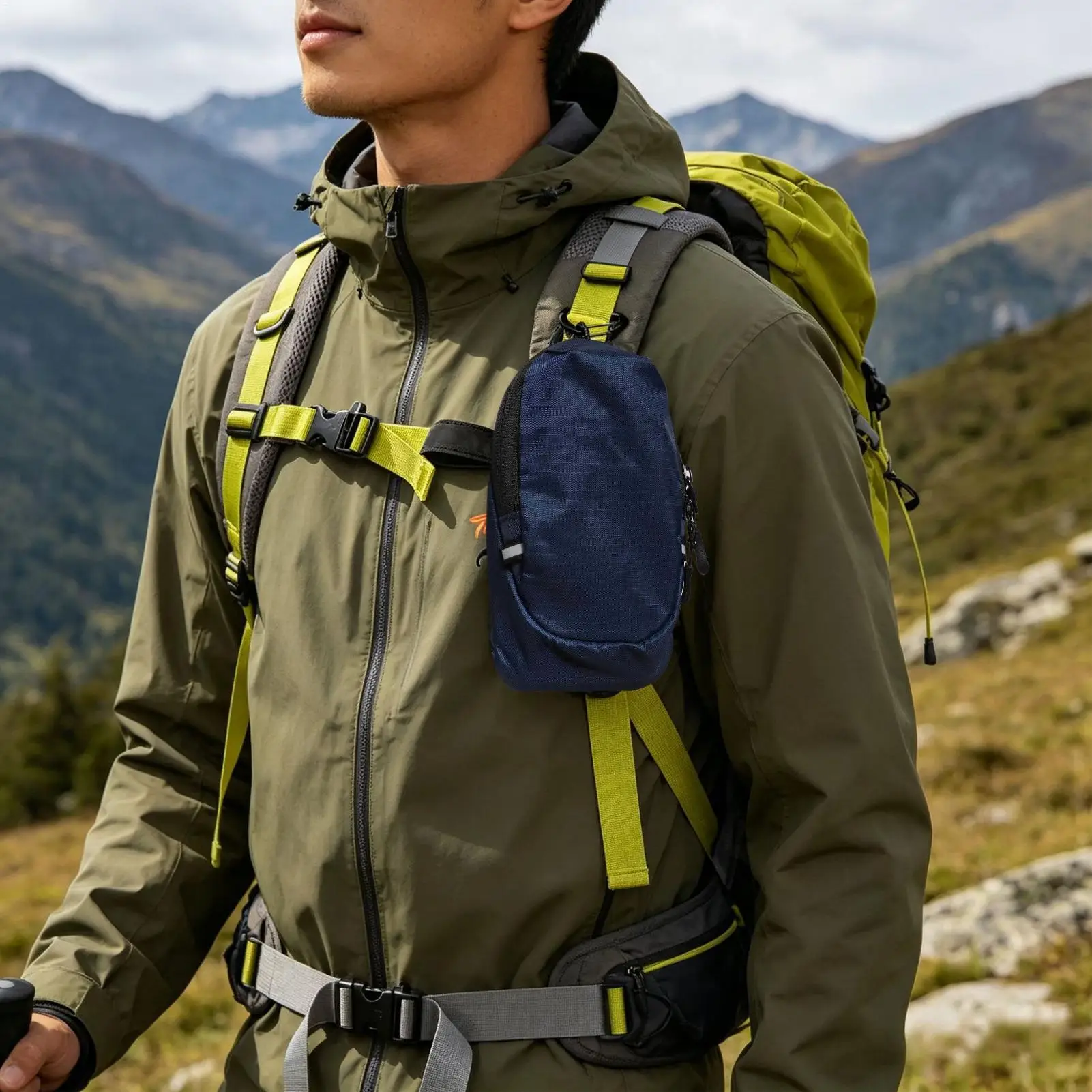 Backpack Phone Pouch Lightweight Waterproof Small Pocket Organizer Backpack Small Pouch For Men Women Hikers Adventure Bushcraft