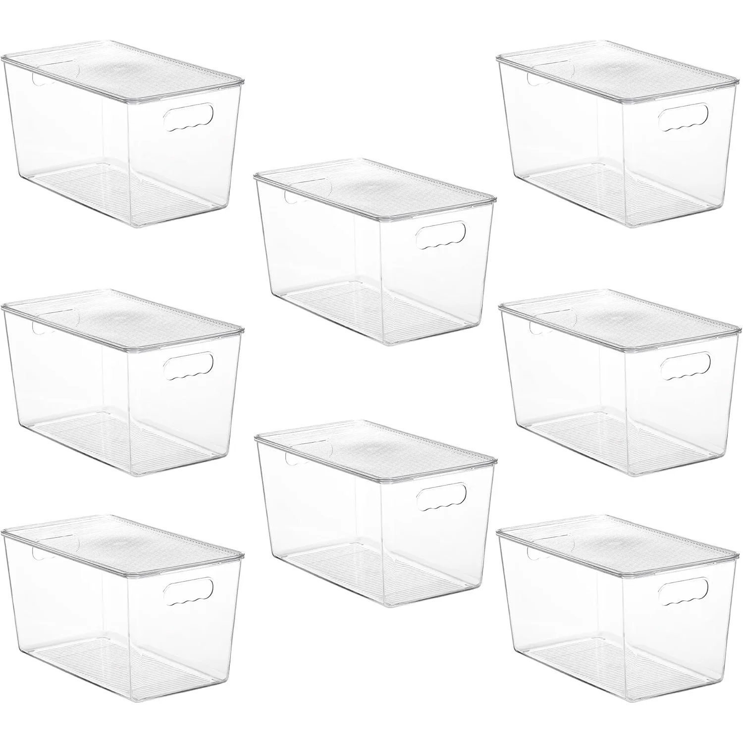 

Clear Stackable Storage Bins with Lids,XLarge Plastic Containers with Handle for Pantry Organizer and Storage
