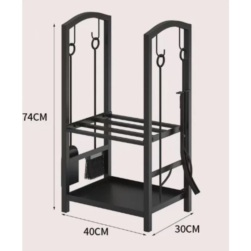 Minimalist Iron Firewood Rack Detachable Indoor Outdoor Log Storage Holder with Fireplace Tool Organizer