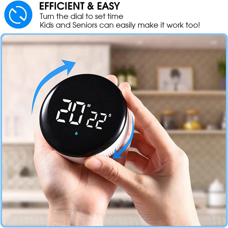 Rechargeable Kitchen Timers,Magnetic Productivity Timer With LED Display,Digital Classroom Visual Timer For Kids