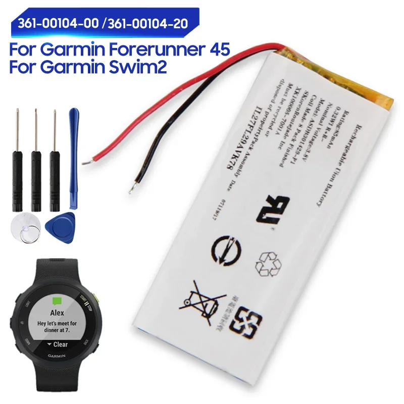 Replacement Battery For Garmin Forerunner 45  Rechargeable Swim2 Battery 361-00104-20 361-00104-00 85mAh