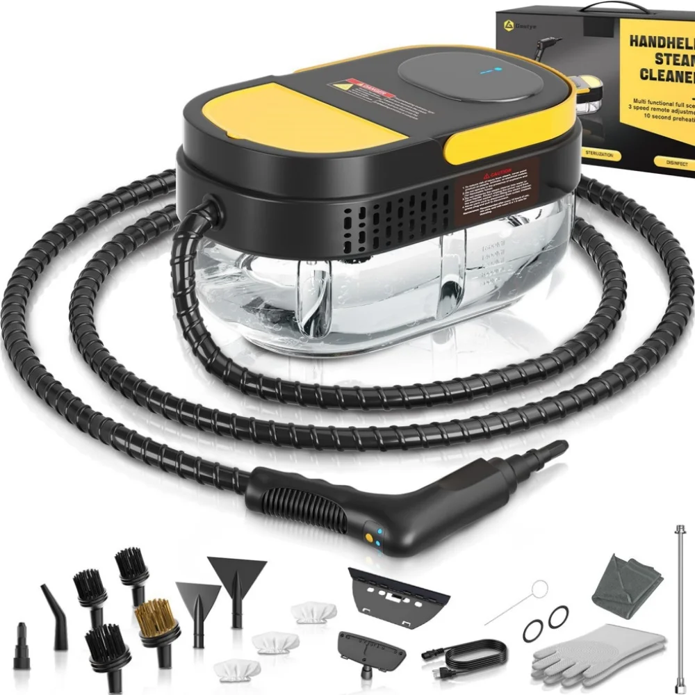 

Portable Steam Cleaner with 3-Level Adjustable Handle & 1.6L Tank Steamer Cleaning Tool with 16 pcs Accessories for Home Use