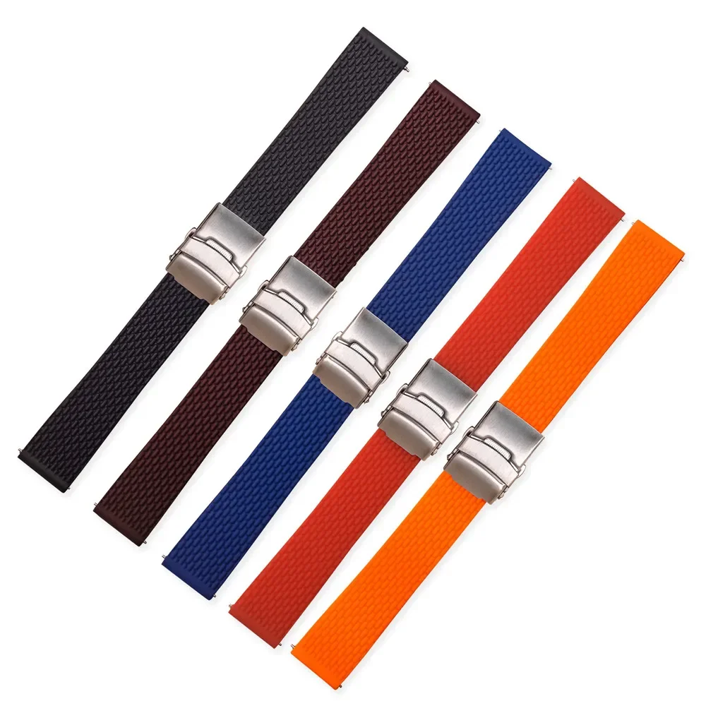 18mm 20mm 22mm 24mm Silicone Strap for Seiko Watch Band Universal Replacement Waterproof Quick Release Folding Buckle Bracelet