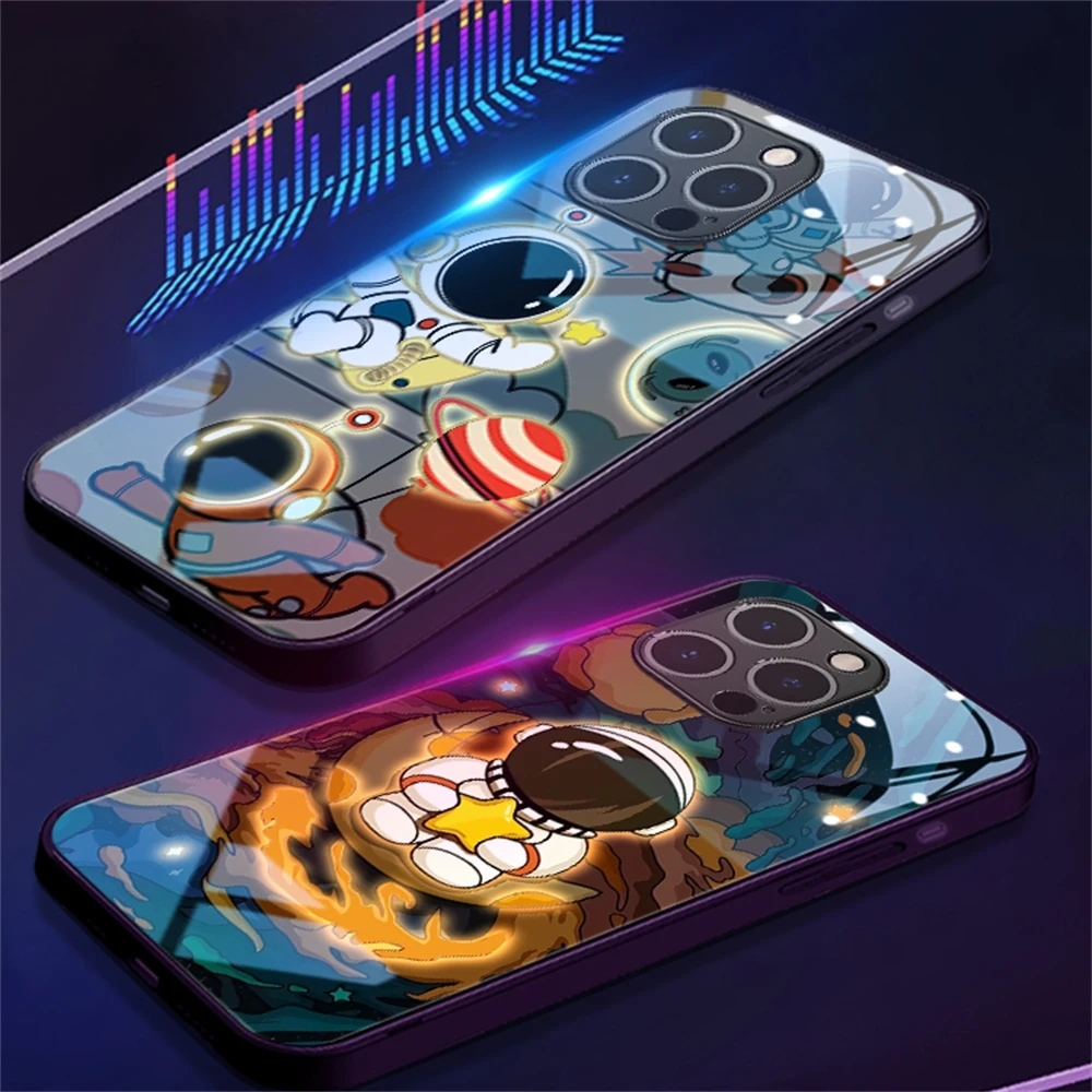 2026 Beliebte Astronauten-Sound-Control-LED-Flash-Hüllen Leuchtende Glasabdeckung für iPhone Air 17 E 16 E 15 14 13 12 11 Pro Max Plus – Detail 22