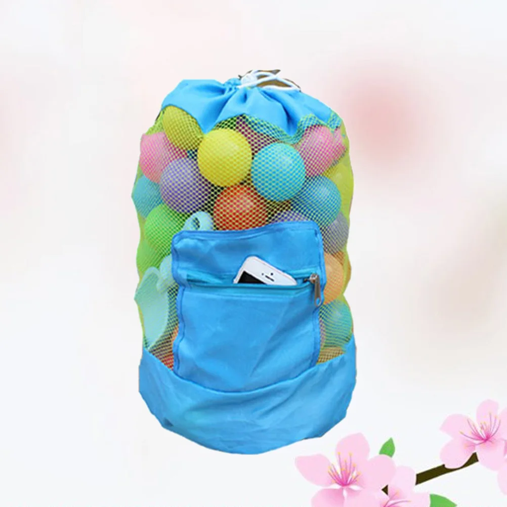 Zaino per bambini Borsa da spiaggia in rete Borsa di stoccaggio pieghevole Giocattoli di sabbia Borsa a conchiglia Borsa per attrezzi da dragaggio per adolescenti Bambini (Blu)