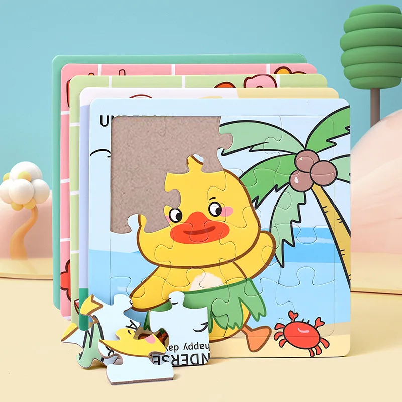 5 pièces 16 pièces dessin animé plat Puzzle apprentissage précoce enfant en bas âge Puzzle Intelligence Animal océan trafic Puzzle