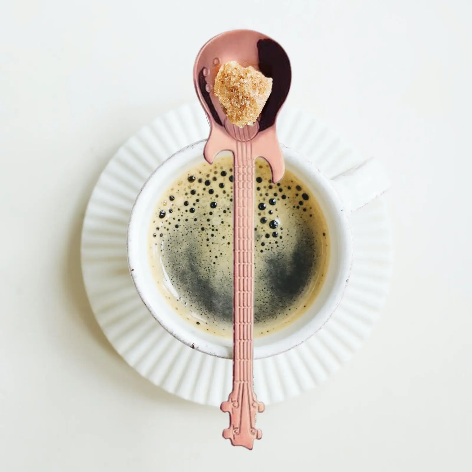Colorful Dessert Spoon Musical Guitar Demitasse Spoon Stainless Steel Guitar Coffee Teaspoons For Mixing Dessert Ice Cream