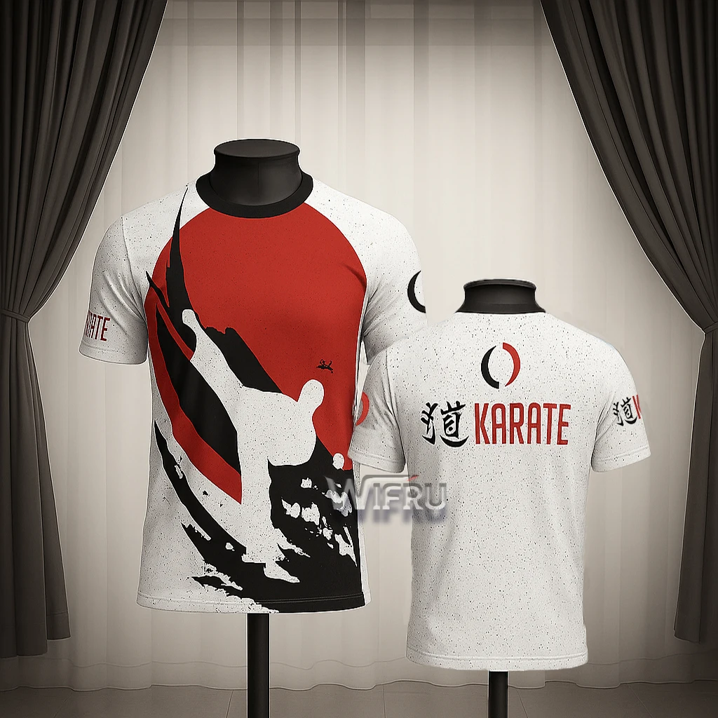 Japanese Samurai Karate Fighting Men's T Shirt Fashion Kung Fu Taekwondo Uniform Casual O-neck Short Sleeve Tops Summer Clothing