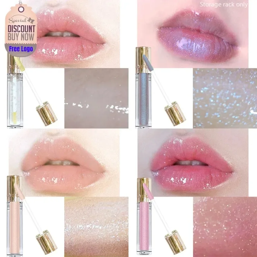 Hidratante Clear Lipgloss, Batom Líquido Nutritivo, Lábios Cosméticos, Maquiagem a Granel, Longa Duração, Hidratante, Claro, Personalizado, 12 Cores