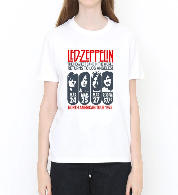 

Summer LED ZEPPELIN Zeppelin Airboat Rock Band Punk Retro Pure Cotton Classic Short-sleeved T-shirt for Men and Women