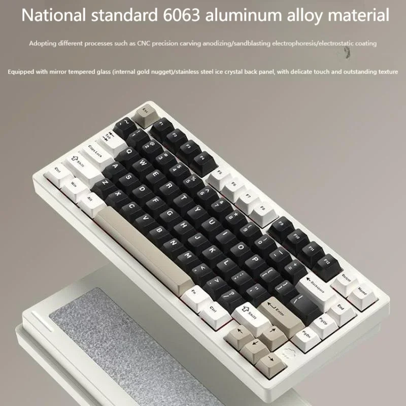 75 Mechanical Keyboard Aluminum Alloy Three-Mode RGB Wireless Custom Hot-Swappable RGB Wireless Keyboard