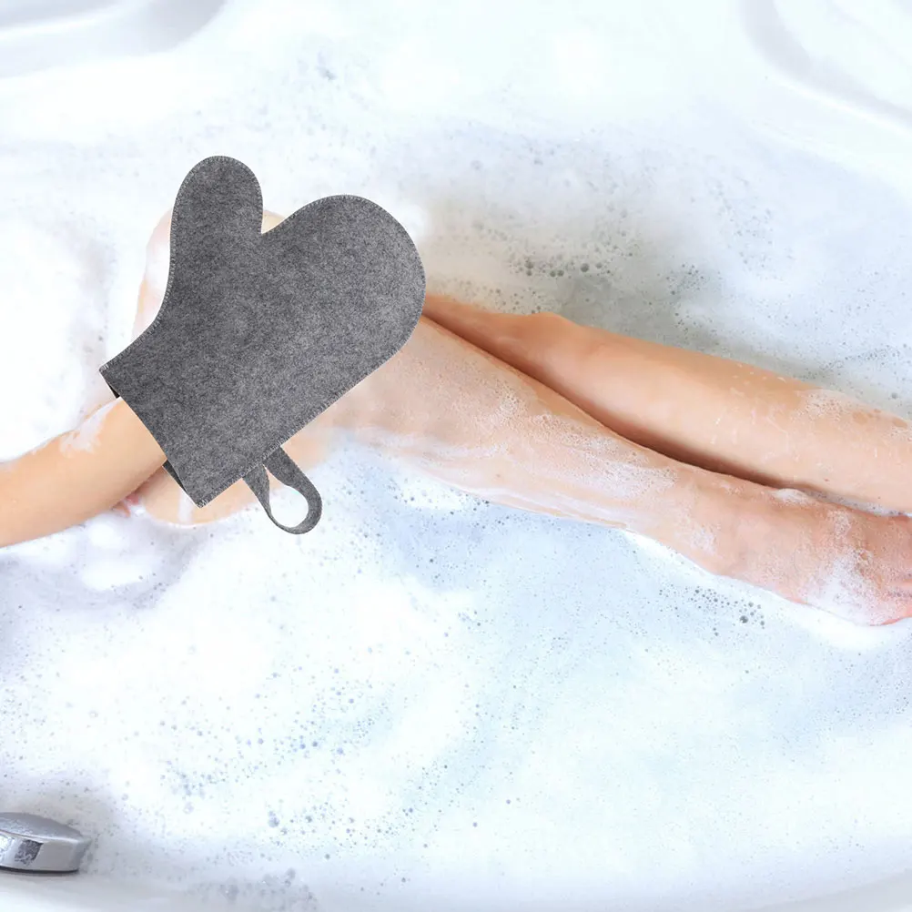 

4pcs Heat Insulation Gloves Simple Style Mitts Fashionable Supple Felt Bathing Gloves Body Scrub Mitts Thickened Spa Supplies