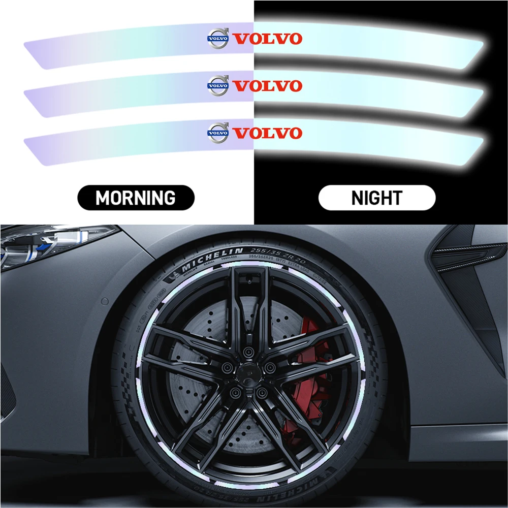 

10 шт., светоотражающие полосы для ступицы автомобильных шин, наклейки для велосипеда, колеса мотоцикла, ночные светоотражающие предупреждающие наклейки для Volvo RDESIGN XC60 S80L