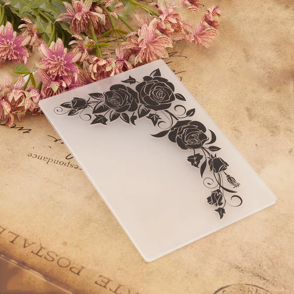 3D Rose Embossing  Folders Flower DIY Plastic Embossed  Files for Card Making  Template Scrapbooking Background Decoration Craft