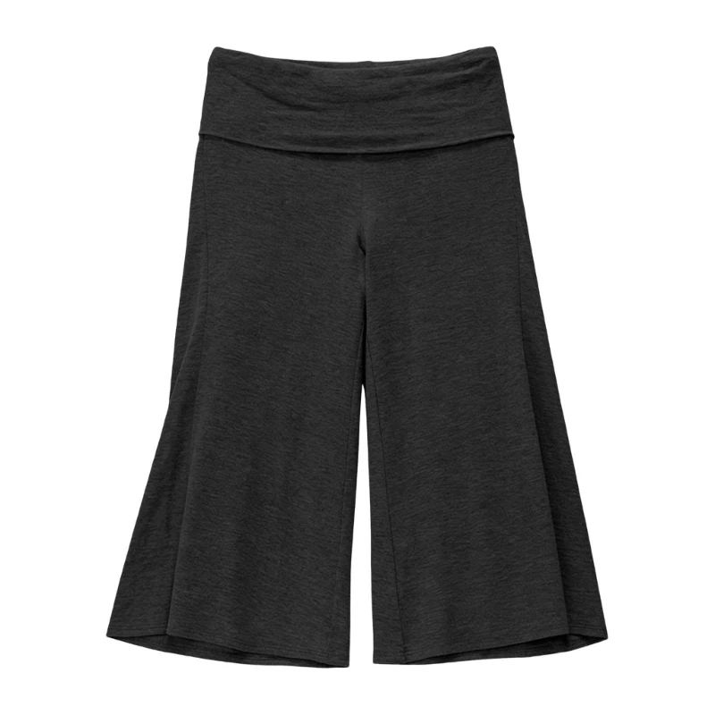 Gaucho Pants for Women Coral Fold over Low Rise Stretch Wide Leg Pants for Beach Holiday
