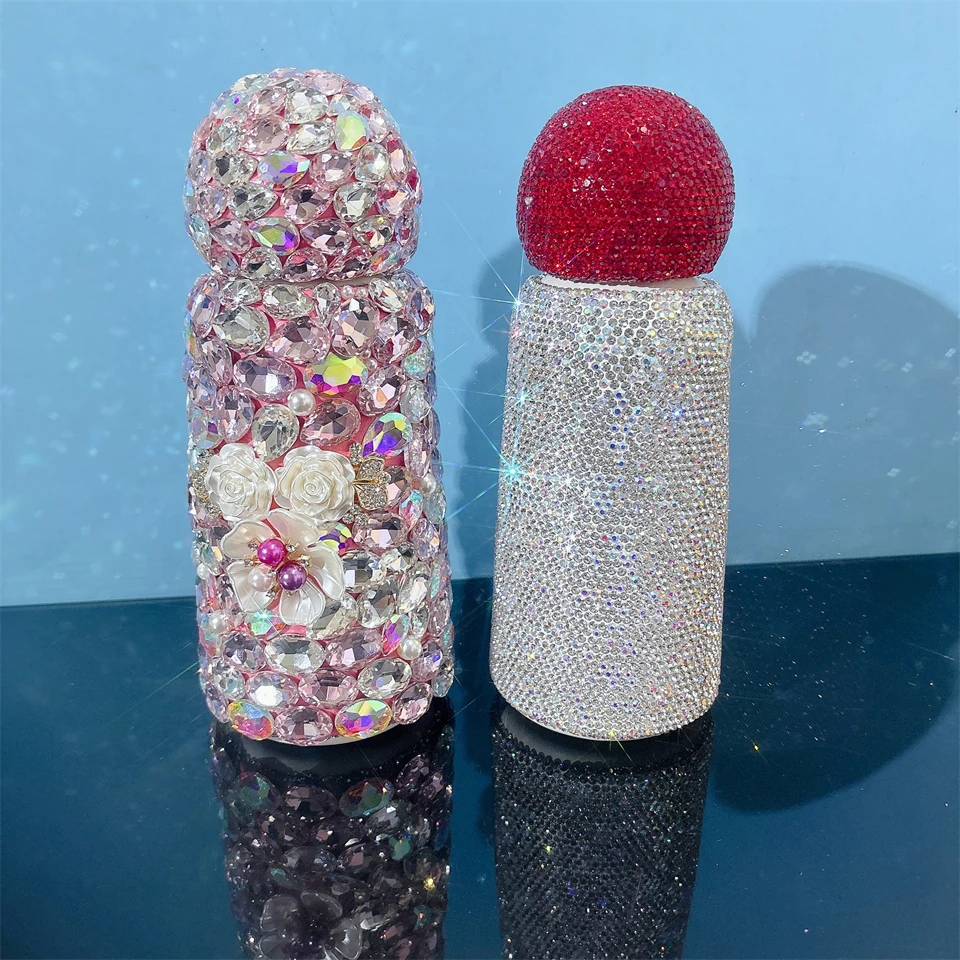 

Термокружка для кофе из нержавеющей стали 316, украшенная стразами, 380 мл, герметичная портативная дорожная термос, бутылка для воды