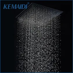 KEMAIDI Black Rainfall Shower Head High Pressure Square Stainless Steel Showerhead with Silicone Nozzle Ultra Thin Water Saving