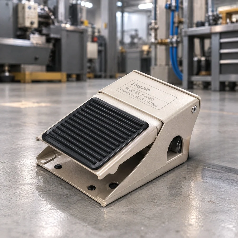 FV420 Pneumatic Foot Pedal Valve PT1/4 For Instant Reversing Control Switch Aluminum Alloy Body With Muffler Industrial Air Tool