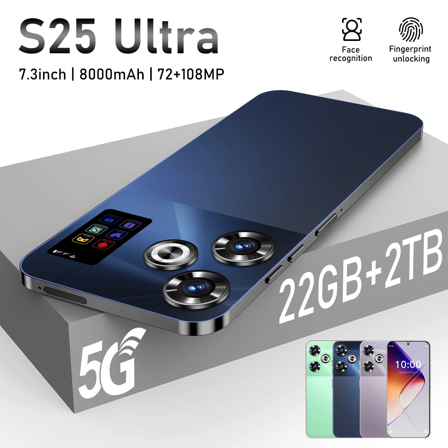 

Original S25Ultra Smartphone 7.3HD Screen 22GB+2TB 7000Mah Android13 Dual Sim Face Unlocked NFC 5G Mobile Phone