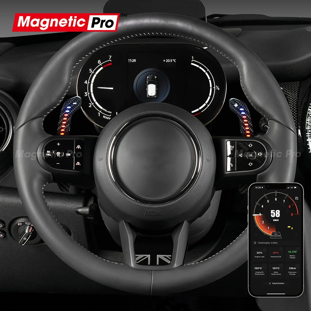 Carbon Fiber LED Magnetic Paddle Shifters For Mini F55 F56 F57 F60