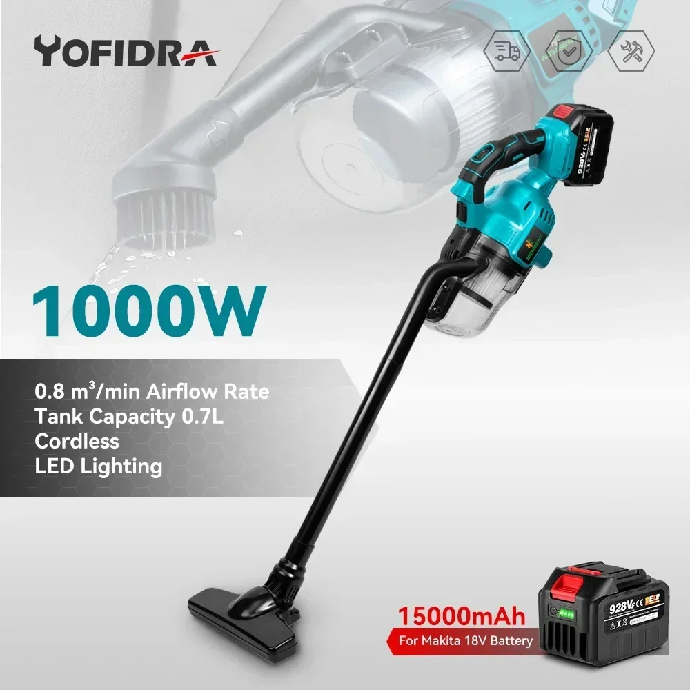 1000W Cordless Handheld Electric Vacuum Cleaner Powerful Rechargeable Household Indoor Cleaning Tools For Makita 18V Battery Pin