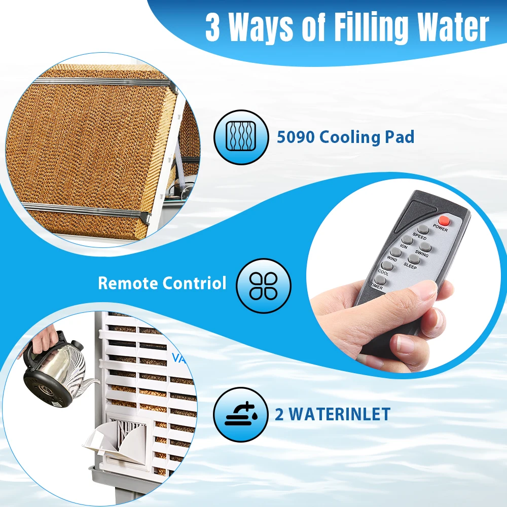 Afstandsbediening 20000 cmh industriële airconditioner Prijs luchtkoeler Water lucht Koelventilator Groot formaat woestijnkoeler Zware kamerkoeler