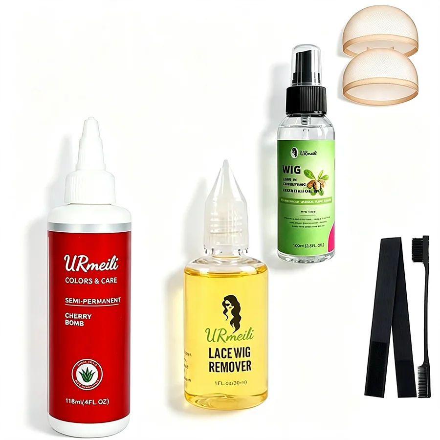 7PC Professional Wig Maintenance Care Set Lace Glue Remover Hair Oil  Wig Band Hair Brush For Lace Wigs