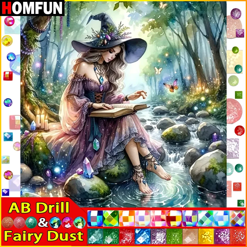 HOMFUN Fairy Dust AB Diamond Painting Full Square/Round Diamond 