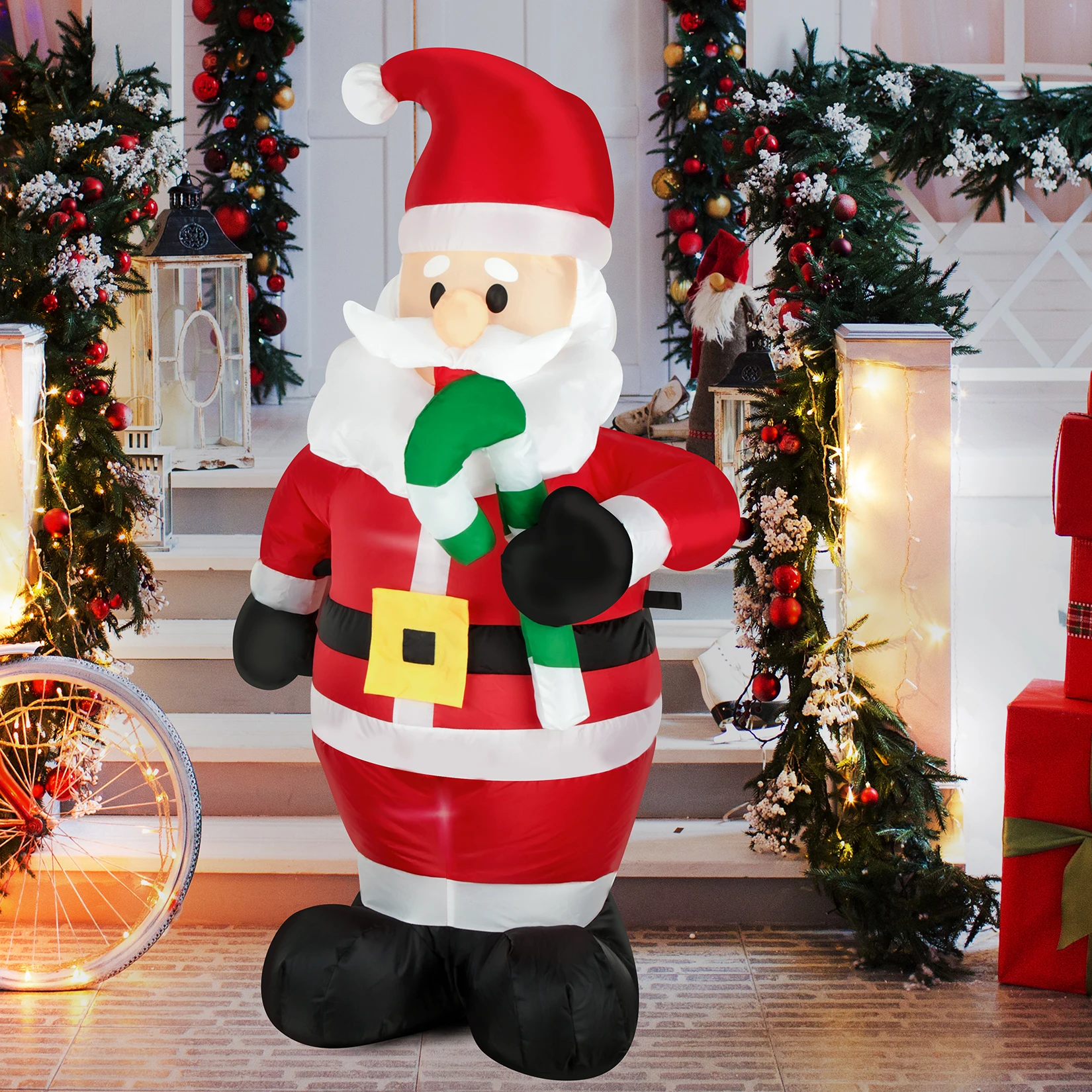 Decoración al aire libre inflable de Papá Noel de Navidad de 4 pies, Papá Noel inflable, fiesta en casa de césped y jardín de patio, luces LED integradas