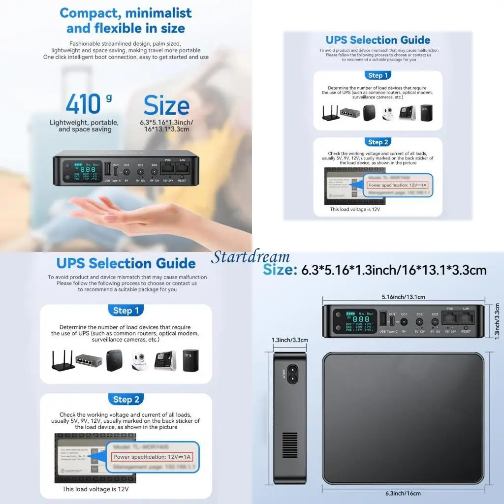 

Mini UPS DC5/9/12/15/24V Uninterrupted Power Supply to Protect Internet Routers Cameras Home Assistants K92C