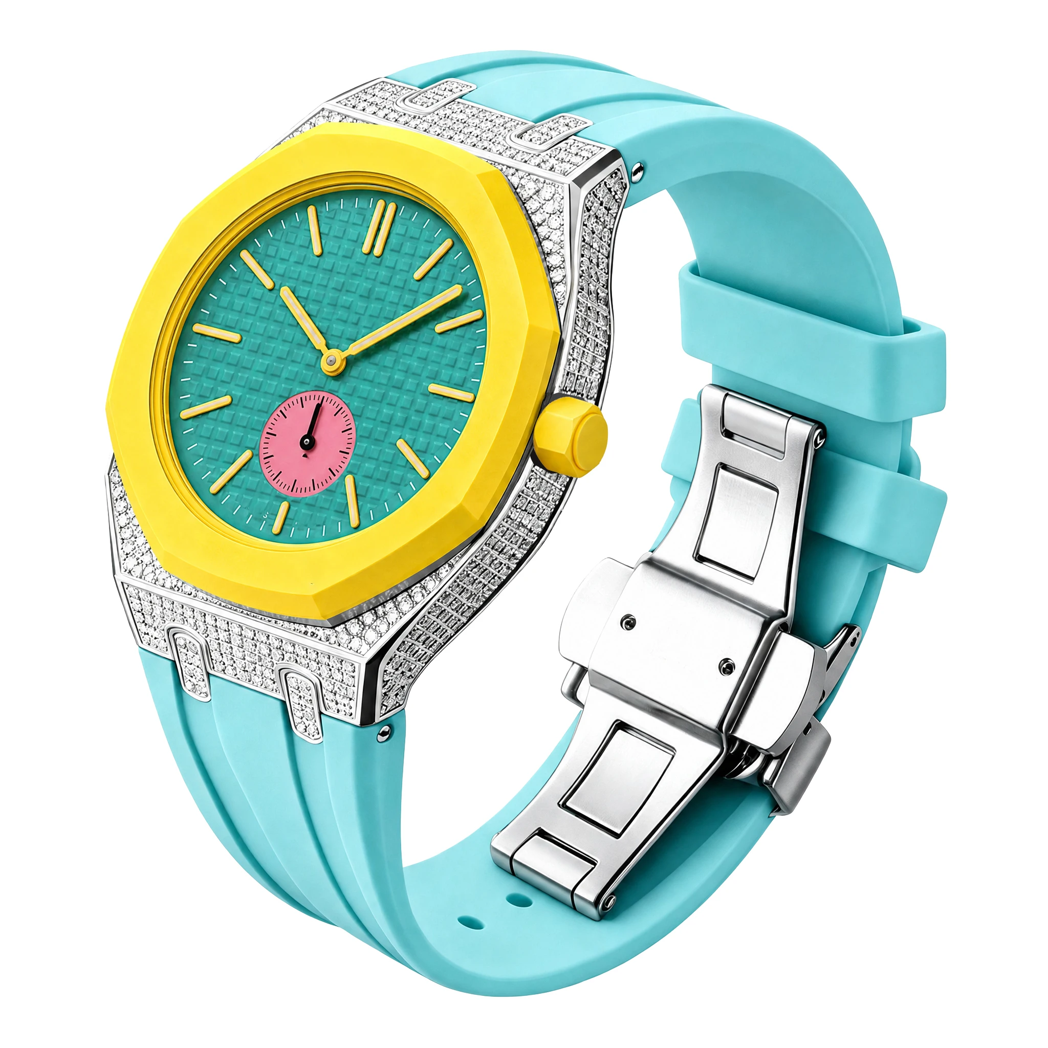 New Stainless Steel With Moissanite Diamond Case& Silicone Watch Band For Swatch Mod Kit Strap Changer Wristwatch High Quality