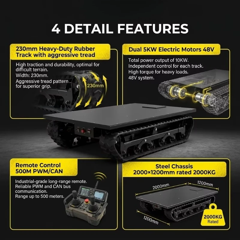 Customizable Heavy Duty Electric Rubber Track Crawler Chassis Multi-Ton All Terrain Undercarriage System