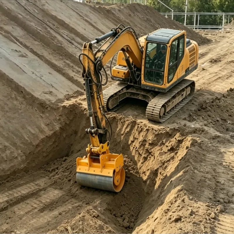 Customized Hydraulic Roller Compactor Hydraulic Vibrating Roller Vibratory Roller Compactor Attachment Trench and Slope Work