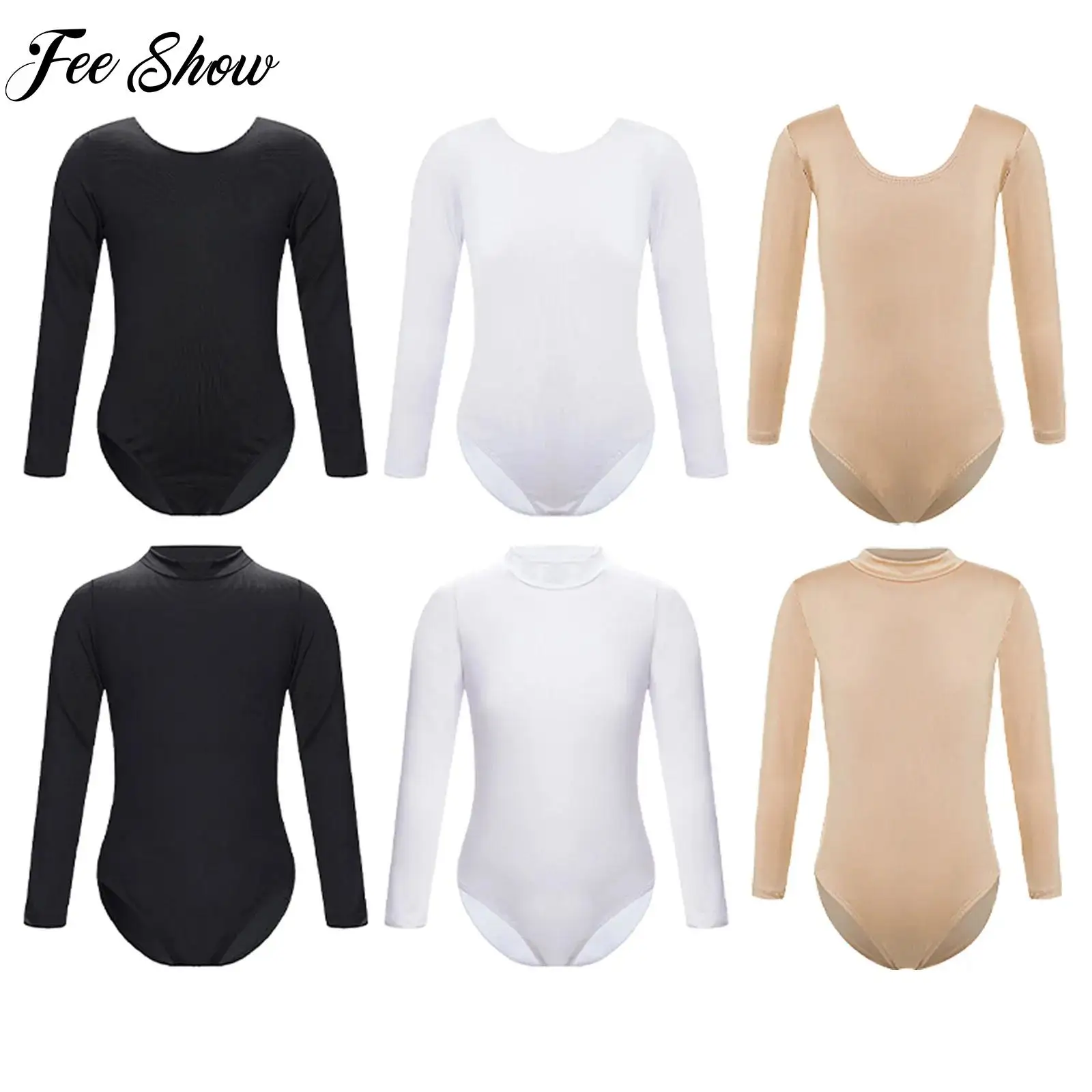 

FEESHOW Children Girls Ballet Gymnastics Leotards Long Sleeve Leotard Bodysuit for Yoga Exercise Performance Ballerina Dancewear