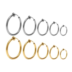 10Pcs Stainless Steel Without Ear Holes Clip Round Earring Clips for Women Gold Color Earring Jewelry Making In Bulk