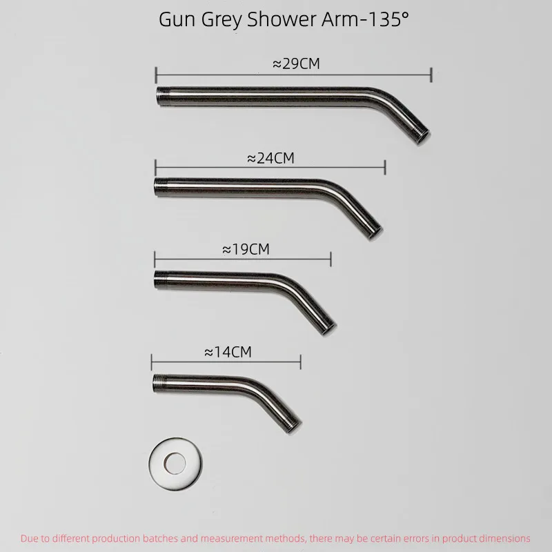 Imagem -03 - Braço de Chuveiro de Parede de Gun Grey Tubo de Extensão para Banheiro Fixo Acessórios para Chuveiro Aço Inoxidável