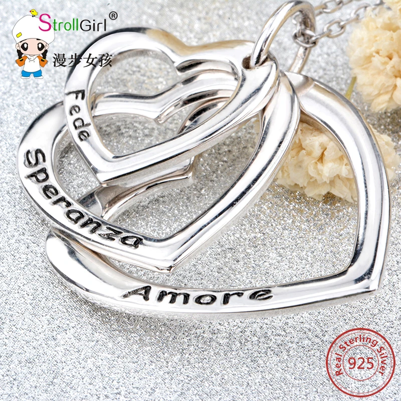 925 Sterling Silver Personalized Chain Pendant Choker Necklace Jewelry Heart Love Customized Necklaces & Pendants for Women Gift